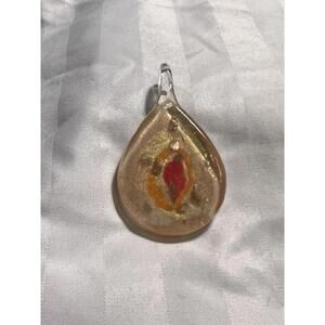 Vintage Glass Pendant With Glass Loop 2in Long Y2K